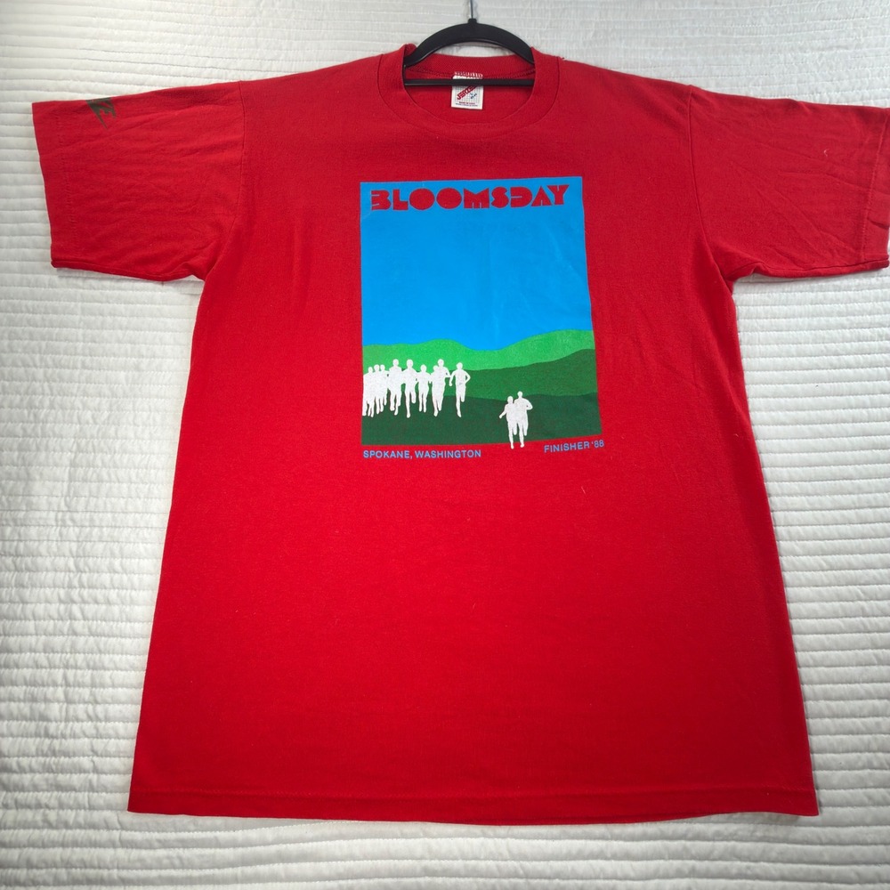 Jerzees Bloomsday Finisher 88 T-Shirt Mens L Red Excellent Nike Sleeve Graphic